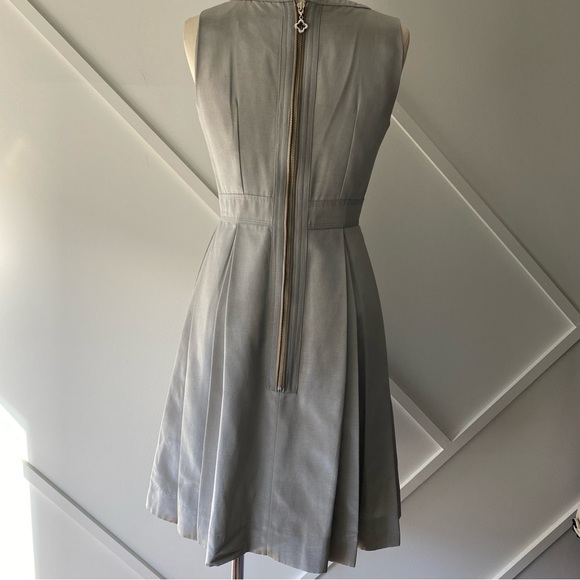 Pink Tartan Silver Taffeta Pleated Sleeveless Flare Dress - 2 - Picture 3 of 13